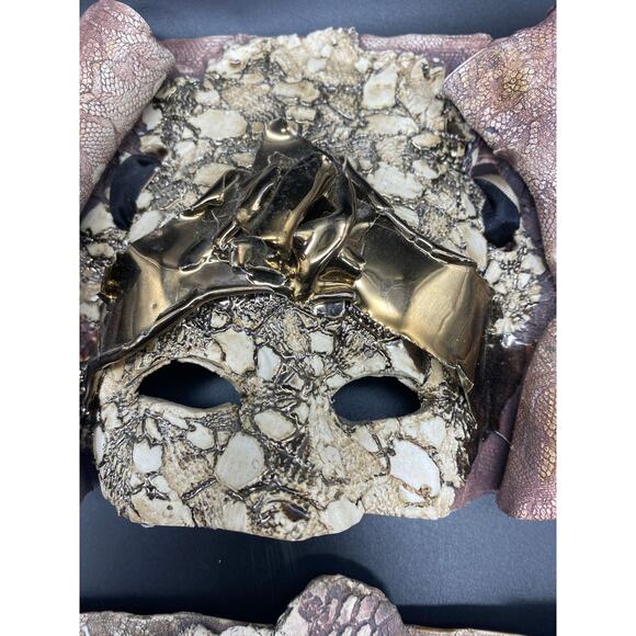 Vintage Pair Signed‎ studio pottery Mask Ceramic raku venetian New Orleans Art - Picture 6 of 9
